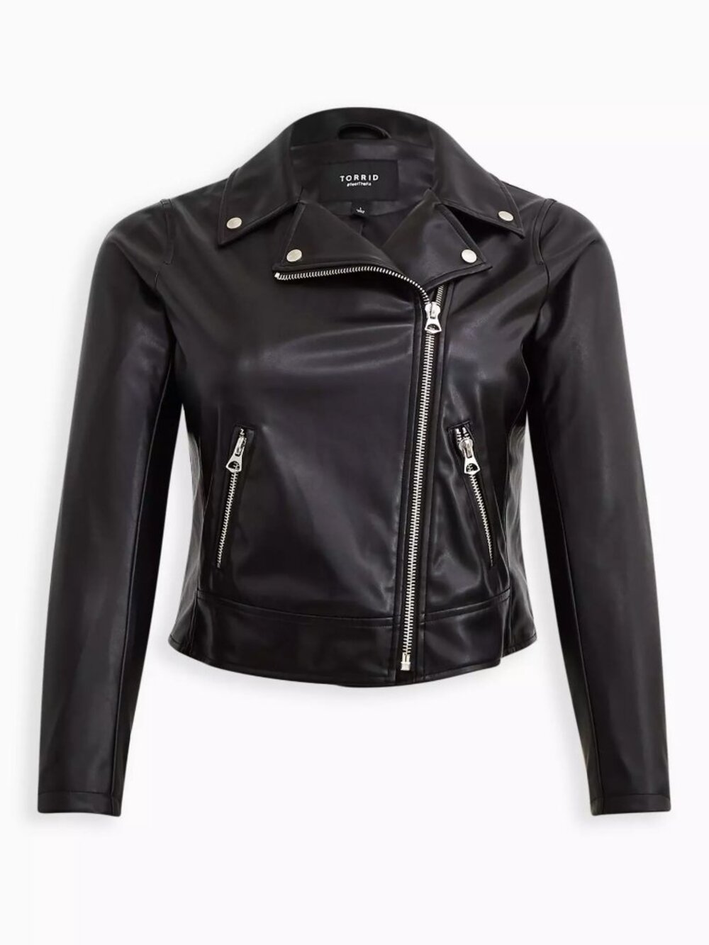 NWOT Torrid Faux Leather Asymmetrical Moto Jacket Black Size 1
